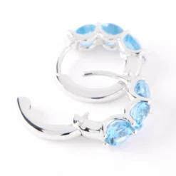Blue Topaz Hoops, 14K White Gold