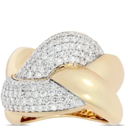 Braided Gold and Diamond Ring, 14K Yellow Gold Size 5