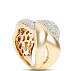 Braided Gold and Diamond Ring, 14K Yellow Gold Size 5