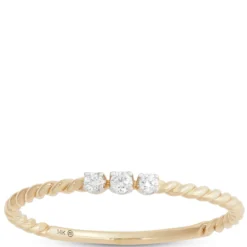 Braided Two Tone Diamond Promise Ring, 14K Mixed Gold