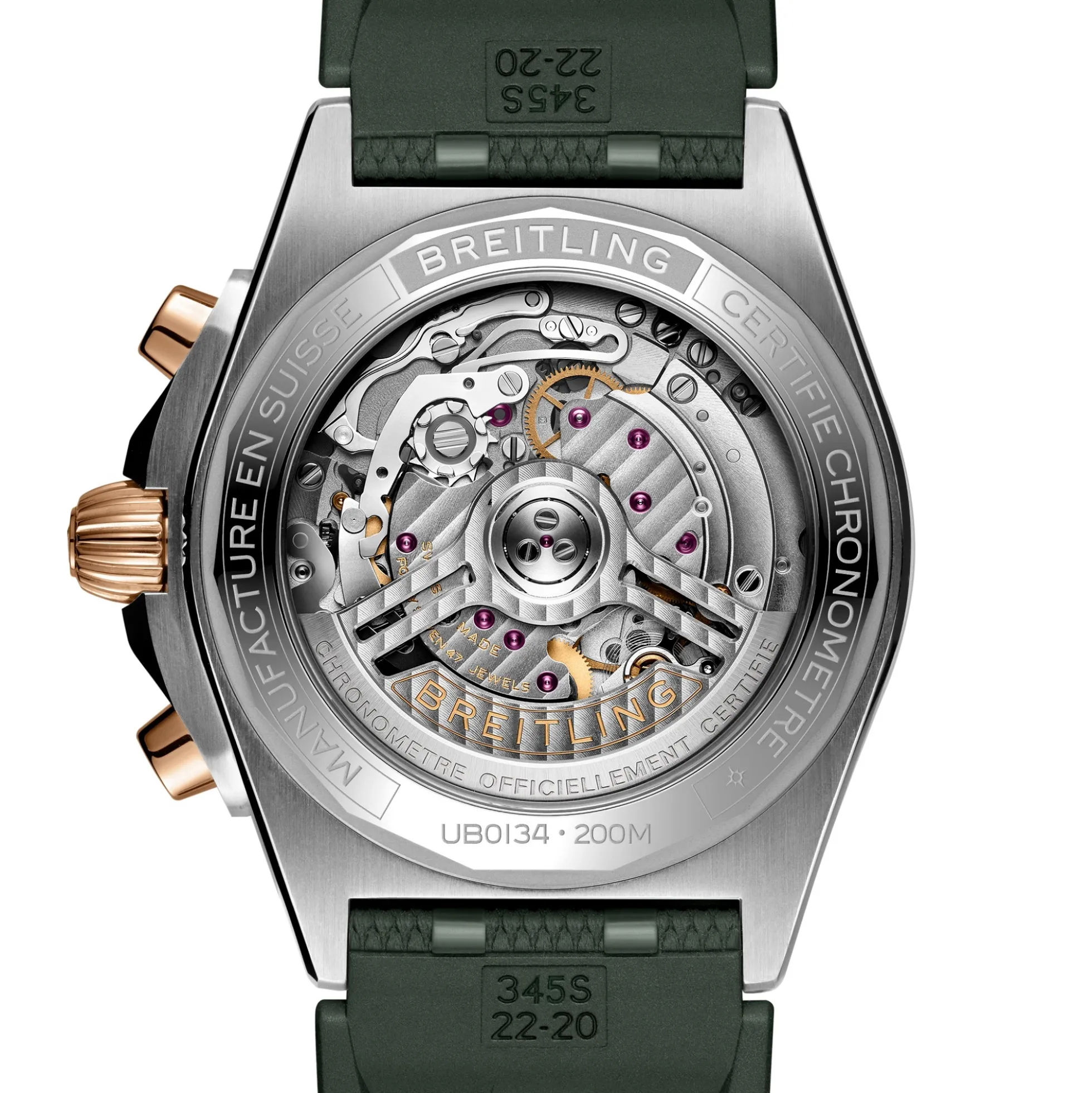 Breitling Chronomat B01 42 Rouleaux Rubber Strap Green Dial, 42mm