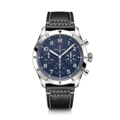 Breitling Classic AVI Chronograph Tribute to Vought F4U Corsair Watch Blue Dial Black Leather Strap, 42mm