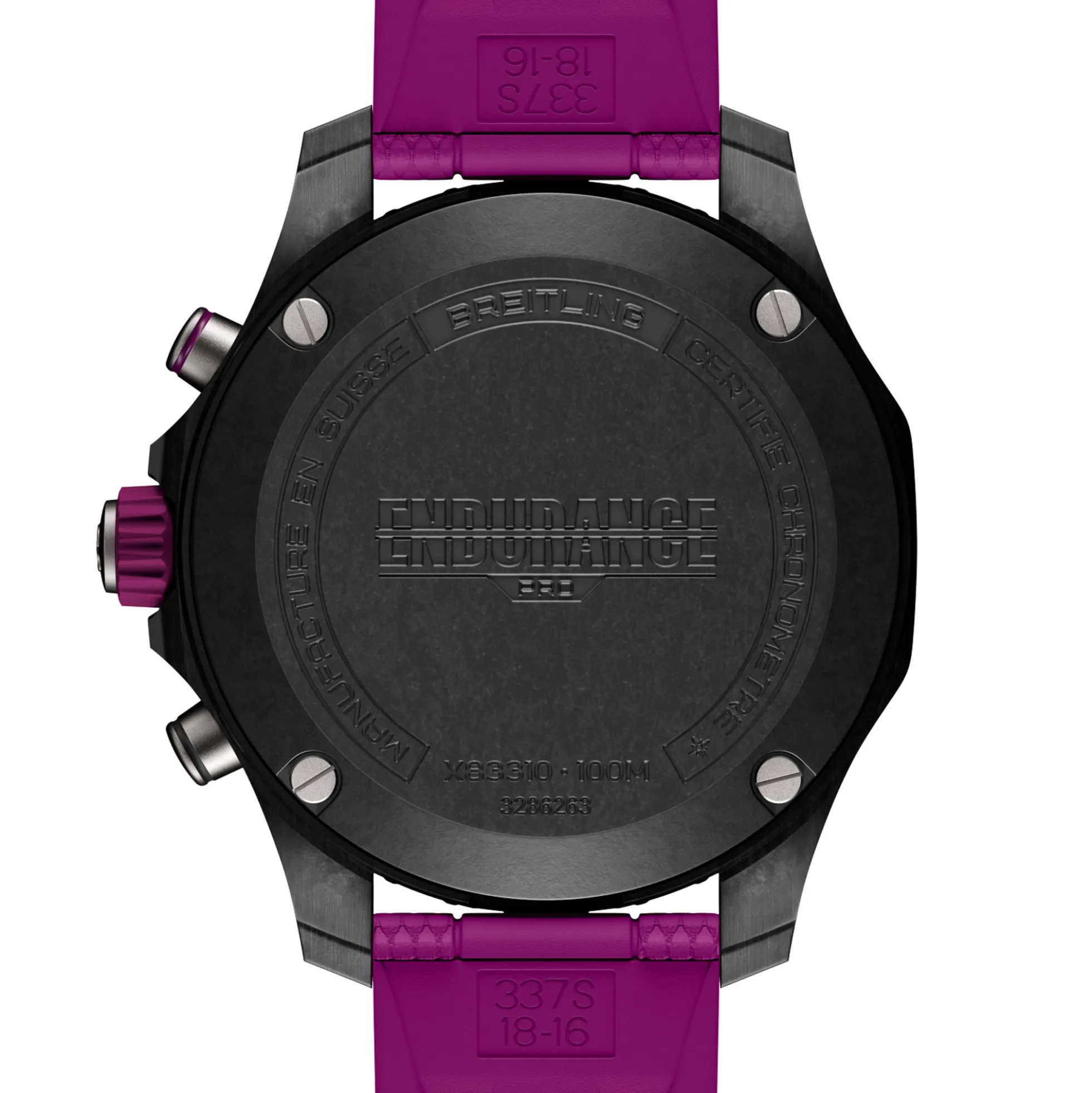 Breitling Endurance Pro Black Dial And Purple Rubber Strap Watch, 38mm