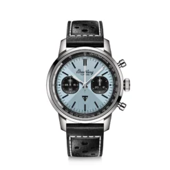 Breitling Top Time B01 Chronograph Watch Ice Blue Dial Black Leather Strap, 41mm