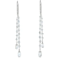 Brilliant Round Diamond Dangle Earrings, 18K White Gold