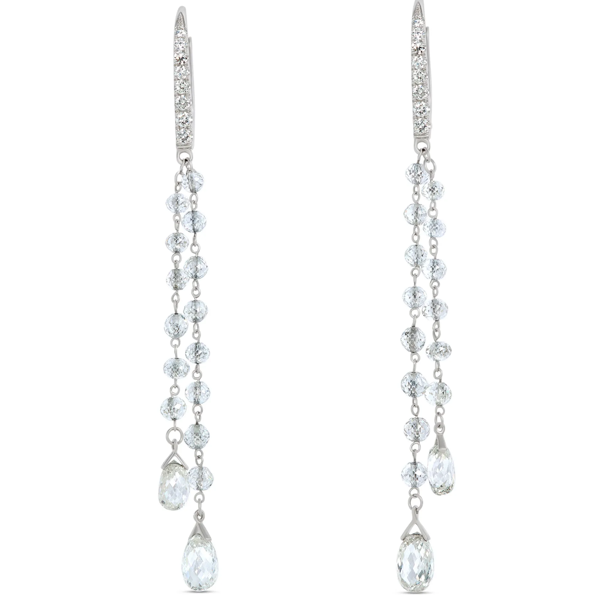 Brilliant Round Diamond Dangle Earrings, 18K White Gold
