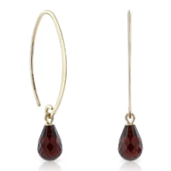Briolette Cut Garnet Drop Earrings 14K