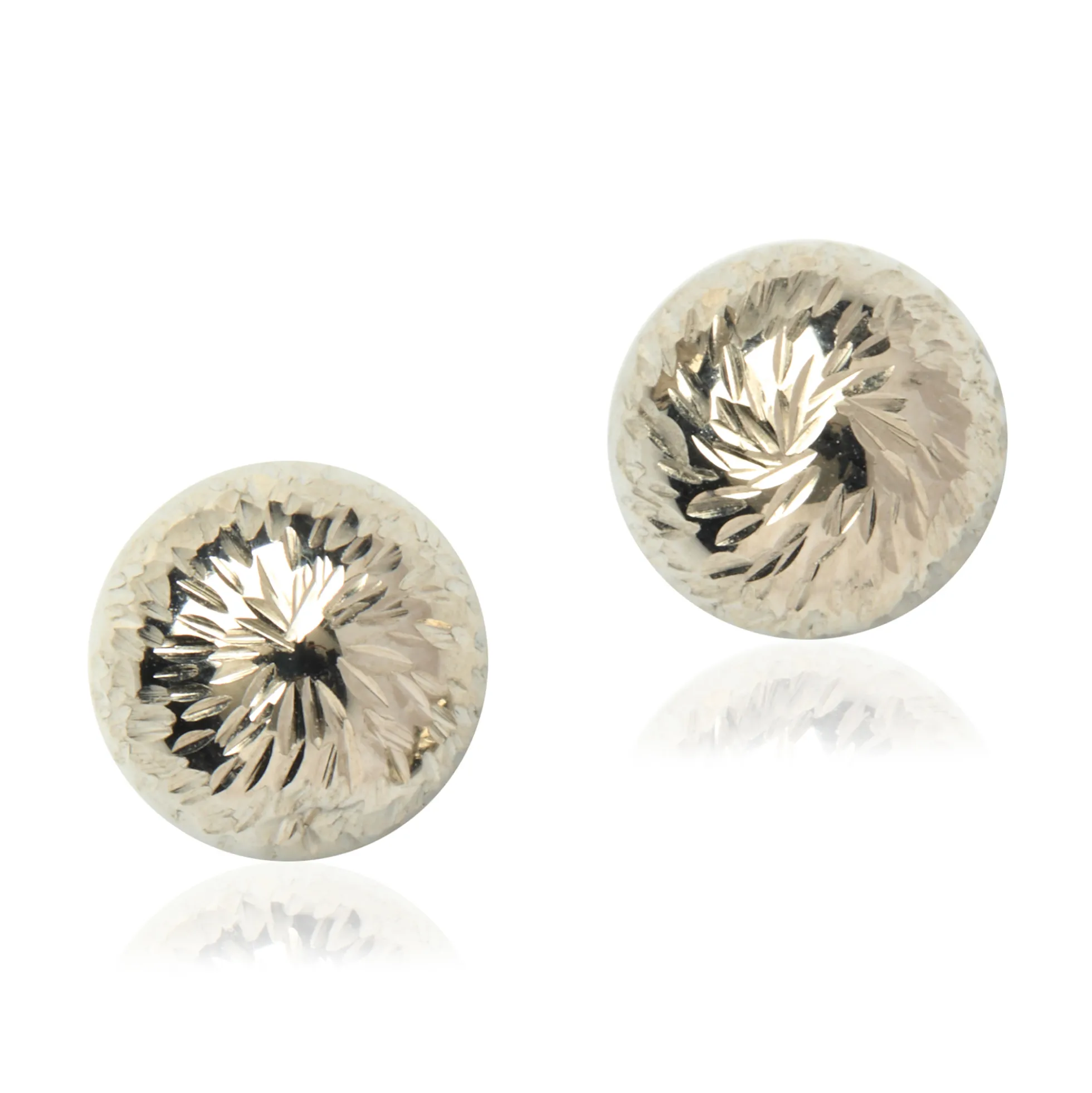 Brite Cut Studs, 14K White Gold