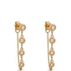 Buttercup Chain Drop Diamond Cluster Earrings, 14K Yellow Gold