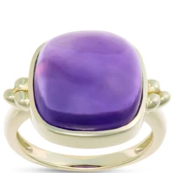 Cabochon Amethyst Ring, 14K Yellow Gold