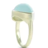 Cabochon Ring with Pear Shaped Aquamarine Gemstone, 14K Yellow Gold