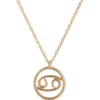 Cancer Zodiac Sign Pendant Necklace, 14K Yellow Gold