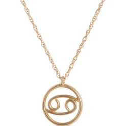 Cancer Zodiac Sign Pendant Necklace, 14K Yellow Gold