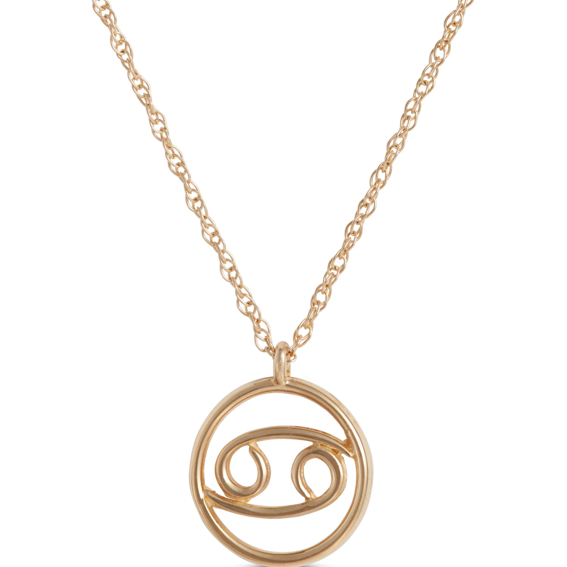 Cancer Zodiac Sign Pendant Necklace, 14K Yellow Gold