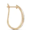 Channel Set Baguette and Round Diamond Hoops, 14K Yellow Gold