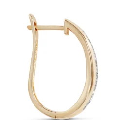 Channel Set Baguette and Round Diamond Hoops, 14K Yellow Gold