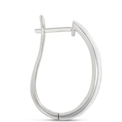 Channel Set Baguette and Round Diamond Hoops, 14K White Gold