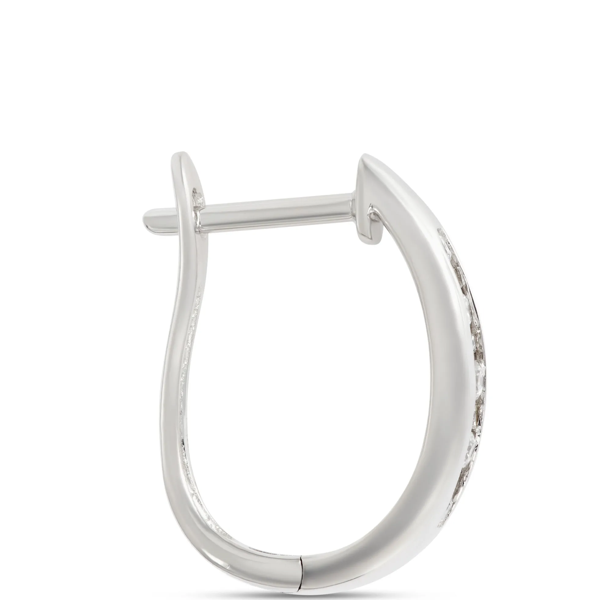 Channel Set Diamond Hoops, 14K White Gold