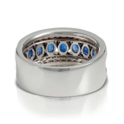 Channel Set Oval Sapphire & Diamond Band 14K