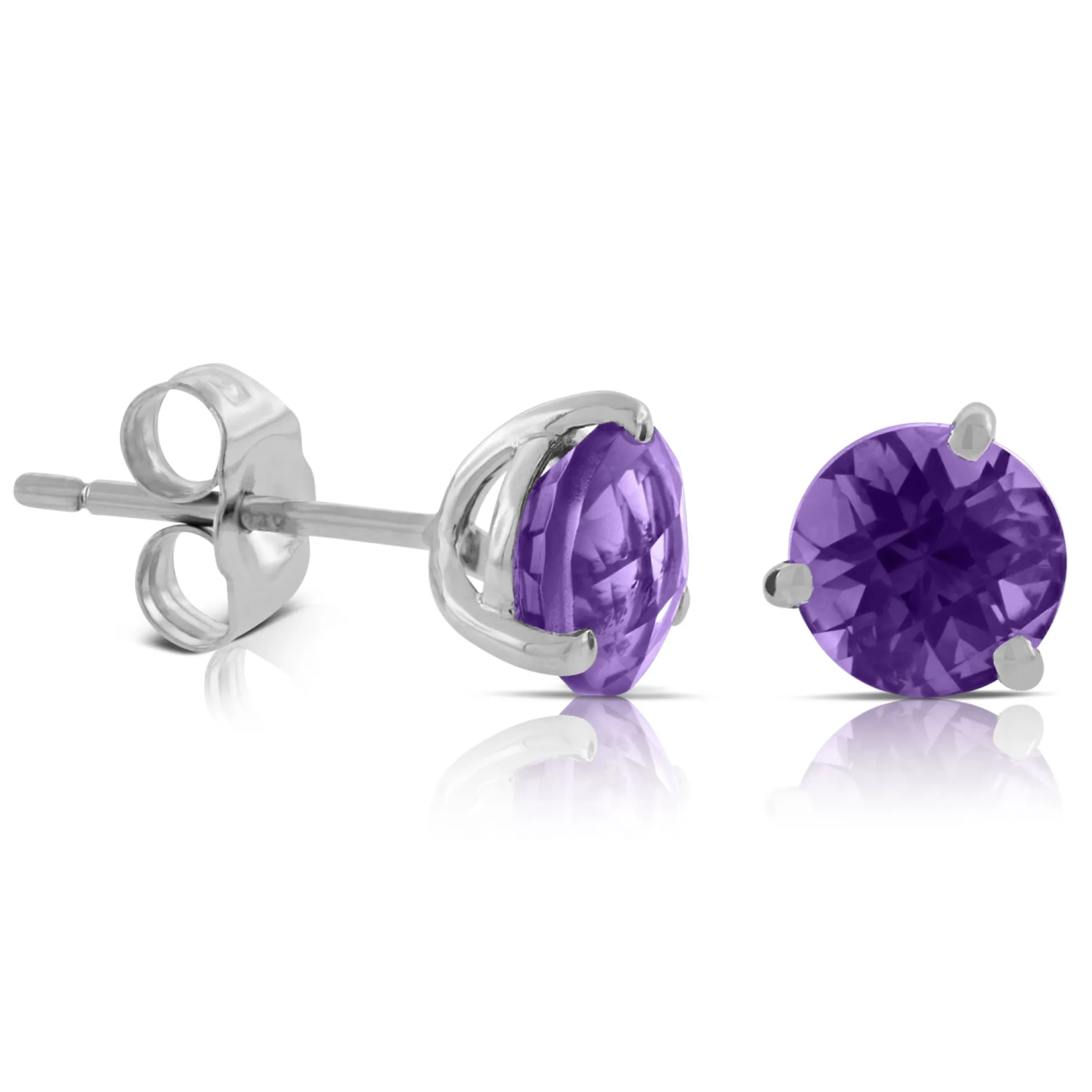 Checkered Amethyst Earrings 14K, 8mm