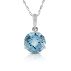 Checkered Aquamarine Pendant 14K, 8mm