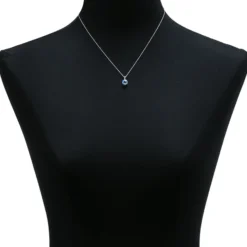 Checkered Blue Topaz Pendant 14K, 8mm