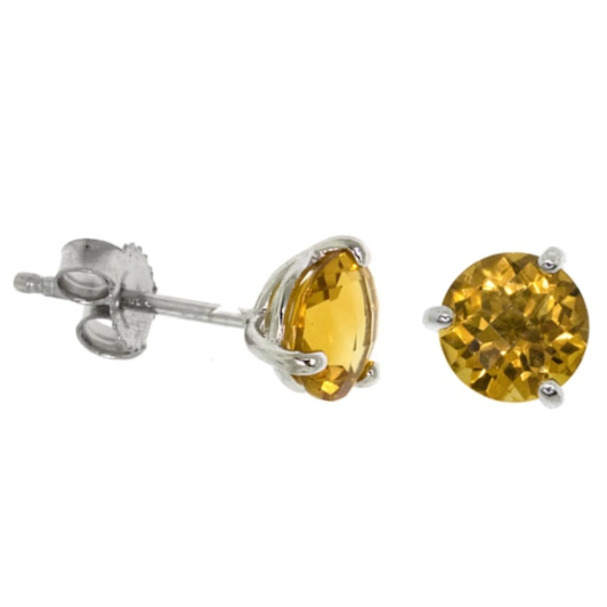 Checkered Citrine Earrings 14K, 6mm