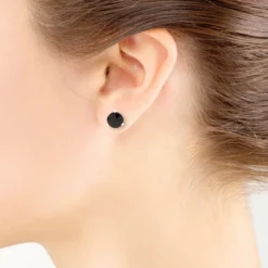 Checkered Garnet Earrings 14K, 8mm