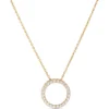 Circle Diamond Pendant Necklace, 14K Yellow Gold