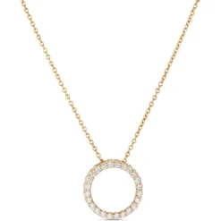 Circle Diamond Pendant Necklace, 14K Yellow Gold