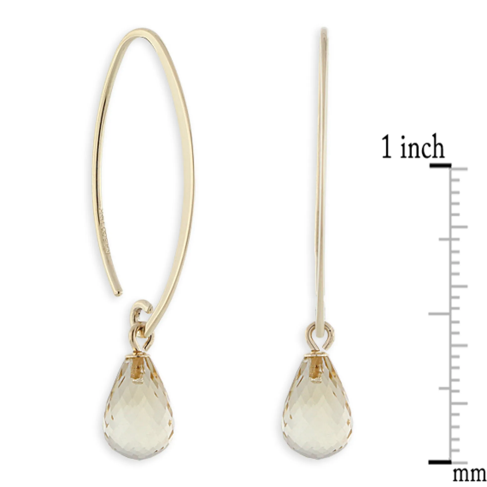 Citrine Drop Earrings 14K