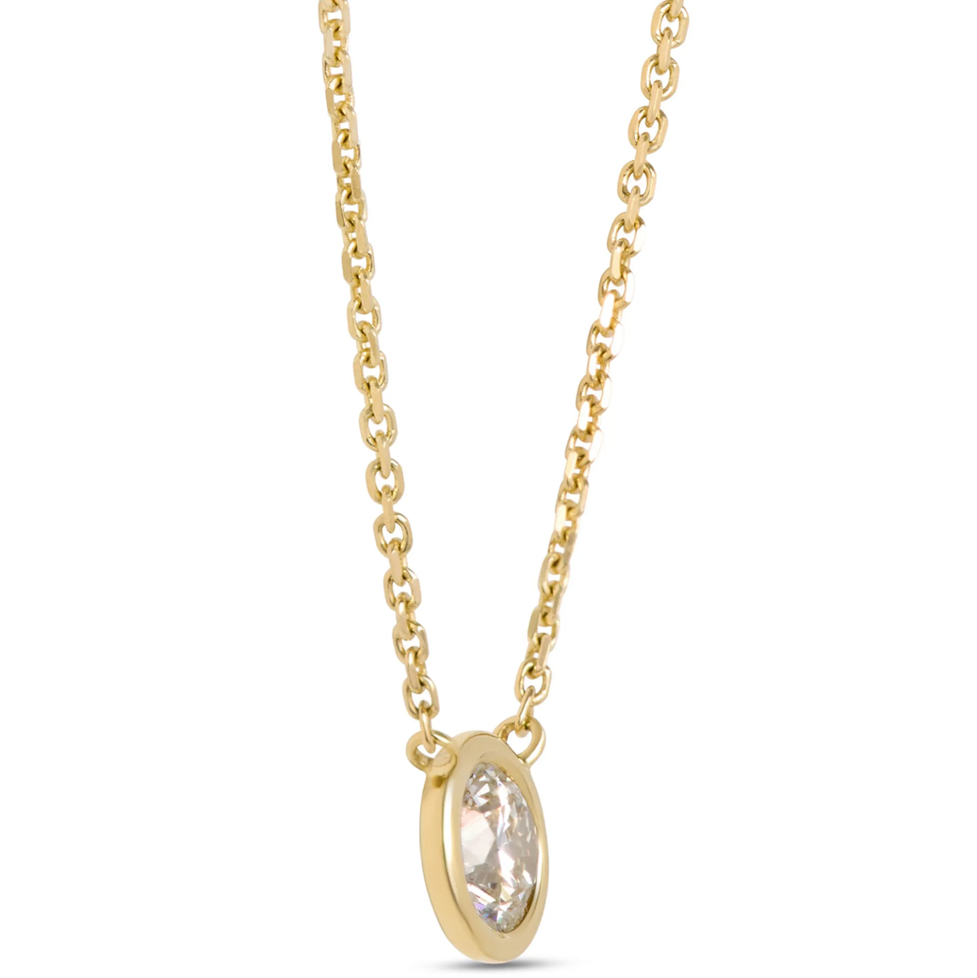 Classic Bezel Set Round Diamond Pendant, ⅓ Carat, 18K Yellow Gold