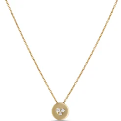 Classic Disc Pendant Necklace with Round Diamonds, 1/10 Total Carat Weight, 14K Yellow Gold