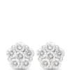 Classic Floral Diamond Studs, 1 Carat, 14K White Gold