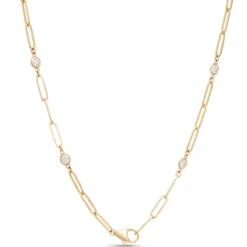 Classic 18-Inch Round Diamond Station Necklace, 1 ½ Total Carat Weight, 14K Yellow Gold