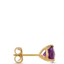 Classic Round Amethyst Studs, 14K Yellow Gold