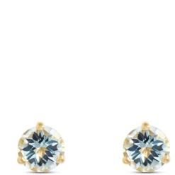 Classic Round Aquamarine Studs, 14K Yellow Gold