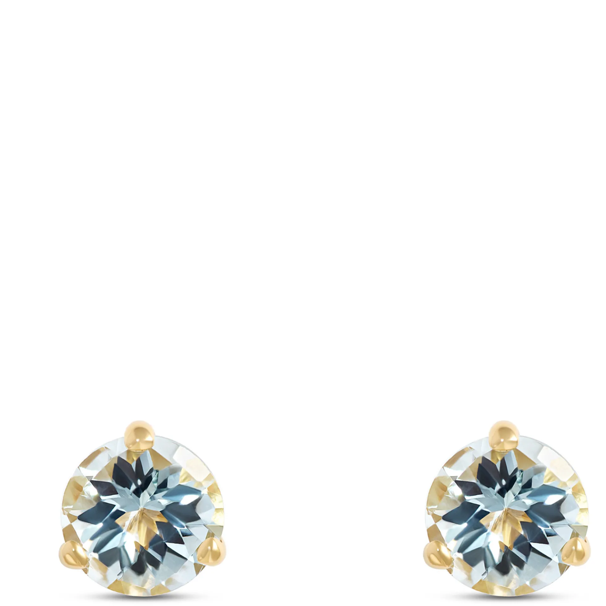 Classic Round Aquamarine Studs, 14K Yellow Gold