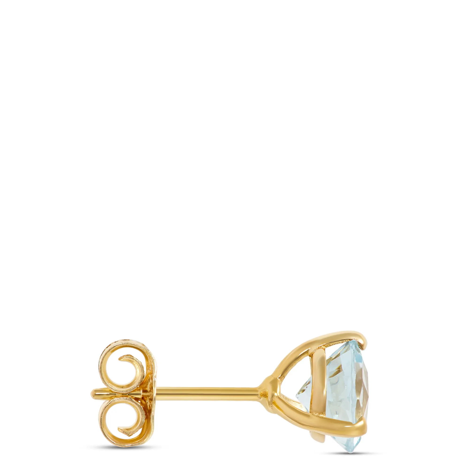 Classic Round Aquamarine Studs, 14K Yellow Gold