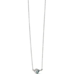 Classic Round Blue Topaz Bar Pendant, 14K Yellow Gold