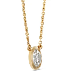 Classic Round Diamond Bezel Pendant, ⅔ Carat Total Weight, 18K Yellow Gold