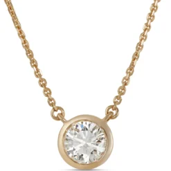 Classic Round Diamond Bezel Pendant, ½ Carat Total Weight, 18K Yellow Gold