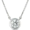 Classic Round Diamond Bezel Pendant, ½ Carat Total Weight, 18K White Gold