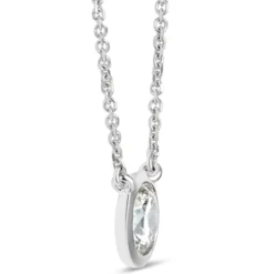 Classic Round Diamond Bezel Pendant, ½ Carat Total Weight, 18K White Gold