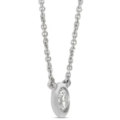 Classic Round Diamond Bezel Pendant, ⅓ Carat Total Weight, 18K White Gold