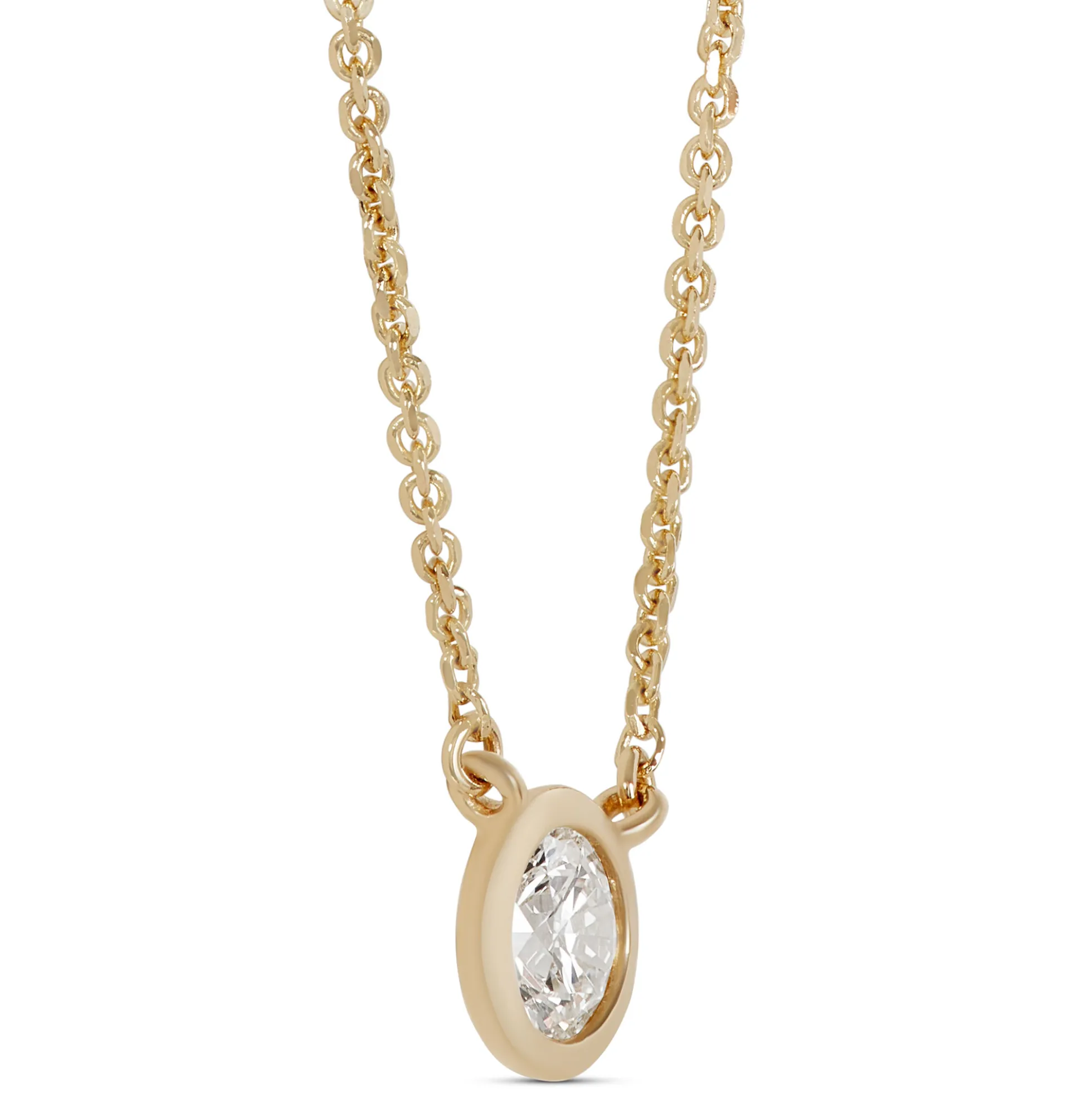 Classic Round Diamond Bezel Pendant, ⅓ Carat Total Weight, 18K Yellow Gold