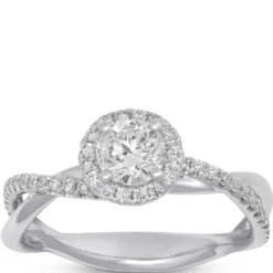 Classic Round Diamond Engagement Ring, 1 Carat Total Weight, 14K White Gold