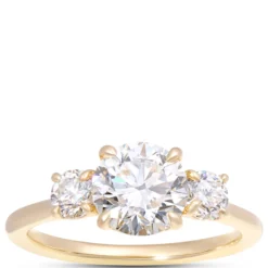 Classic Round Diamond Engagement Ring, 2 Carat Total Weight 18K Yellow Gold