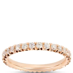 Classic Round Diamond Eternity Ring, 1 Carat Total Weight, 14K Rose Gold Size 7.5
