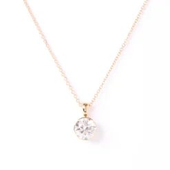 Classic Round Diamond Invisible Bezel Pendant, 1 Carat Total Weight, 14K Yellow Gold